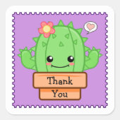かわいいサボテンありがとう スクエアシール (正面)