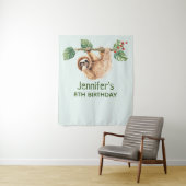 かわいいサボテンが逆さまにぶら下がっている水彩の誕生日 タペストリー (インサイチュ)