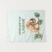 かわいいサボテンが逆さまにぶら下がっている水彩の誕生日 タペストリー (正面(横))