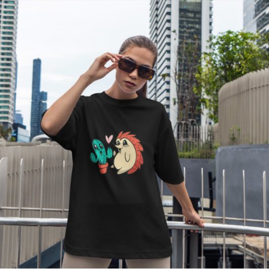 かわいいサボテンとハリネズミ Tシャツ