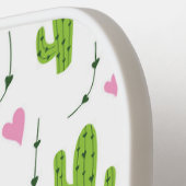 かわいいサボテンとハートの緑 ピックルボールラケット (左詳細)