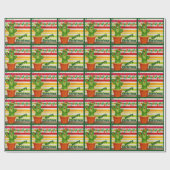 かわいいサボテンとフェスティバルライトメリークリスマス ラッピングペーパー (フラット)