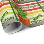 かわいいサボテンとフェスティバルライトメリークリスマス ラッピングペーパー (ロールコーナー)