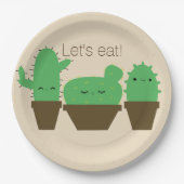 かわいいサボテンのかわいいパーティー紙プレート ペーパープレート (正面)