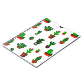 かわいいサボテンのイラスト パターン 白 ノートブック (左側)