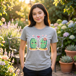かわいいサボテンのカップルデザイン トライブレンドＴシャツ