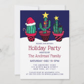 かわいいサボテンのクリスマスツリーライトホリデー 招待状 (正面)