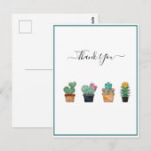 かわいいサボテンのグリーン 花 ポストカード (正面/裏面)