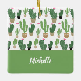 かわいいサボテンのパタモノグラムのーン セラミックオーナメント