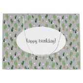 かわいいサボテンのパタモノグラムのーン ラージペーパーバッグ (正面)