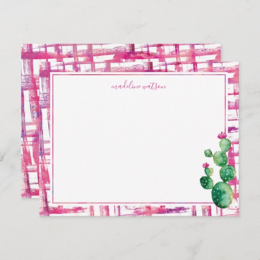 かわいいサボテンのパーソナライズされた文房具 ノートカード (正面/裏面)