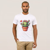 かわいいサボテンのピンクの花 Tシャツ (正面フル)