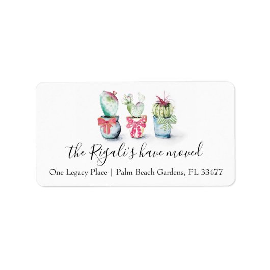 かわいいサボテンの動く告知差出人住所 ラベル (正面)