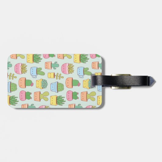 かわいいサボテンの多汁植物のパタパーソナライズされたーン ラゲッジタグ (裏面横)
