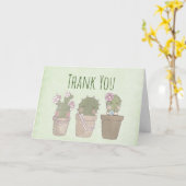 かわいいサボテンの女の子を着てジュエリーありがとう カード (黄色い花)