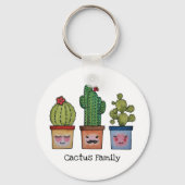 かわいいサボテンの家族 – 水彩画 キーホルダー (正面)