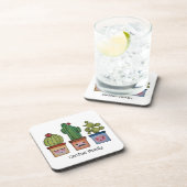 かわいいサボテンの家族 – 水彩画 コースター (右側)