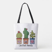 かわいいサボテンの家族 – 水彩画 トートバッグ (裏面)