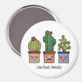 かわいいサボテンの家族 – 水彩画 マグネット (正面/裏面)
