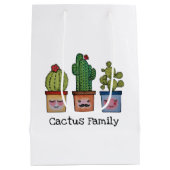 かわいいサボテンの家族 – 水彩画 ミディアムペーパーバッグ (裏面)