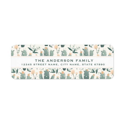 かわいいサボテンの差出人住所ラベル ラベル (正面)