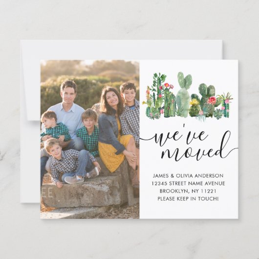 かわいいサボテンの引っ越しました写真の移動のお知らせ (正面)