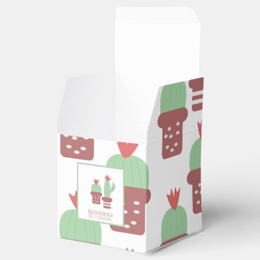 かわいいサボテンの柄の誕生日パーティーお礼メッセージ フェイバーボックス (オープン)