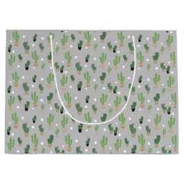 かわいいサボテンの柄 ラージペーパーバッグ