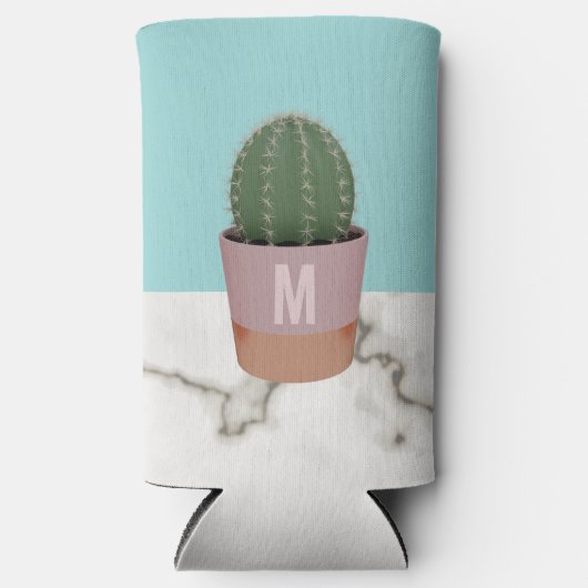 かわいいサボテンの植物マママママモダンロモノグラムのーブル スリム缶クーラー (正面)
