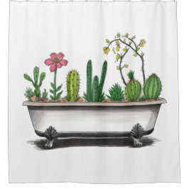 かわいいサボテンの植物 シャワーカーテン