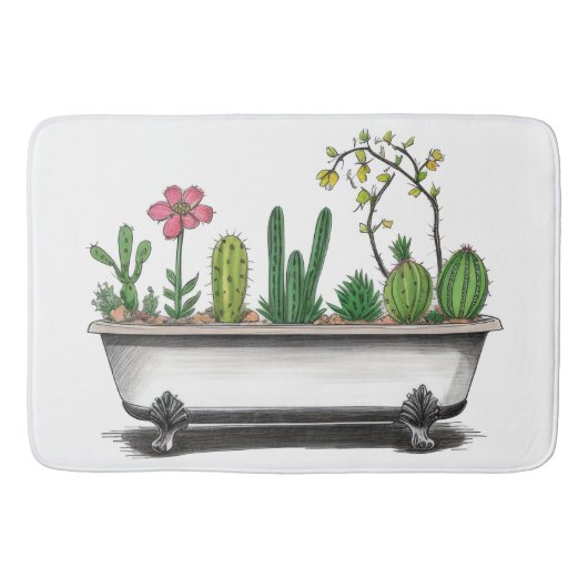 かわいいサボテンの植物 バスマット (正面)