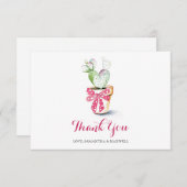 かわいいサボテンの水彩色バレンタインサンキューカード サンキューカード (正面/裏面)