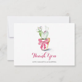 かわいいサボテンの水彩色バレンタインサンキューカード サンキューカード