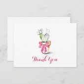 かわいいサボテンの水彩色バレンタインサンキューカード サンキューカード (正面/裏面)