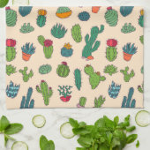 かわいいサボテンの永続的なパターン キッチンタオル (折り畳み)