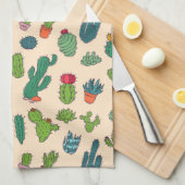 かわいいサボテンの永続的なパターン キッチンタオル (四つ折り)