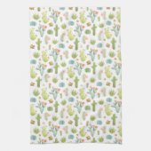 かわいいサボテンの永続的なパターン キッチンタオル (縦)