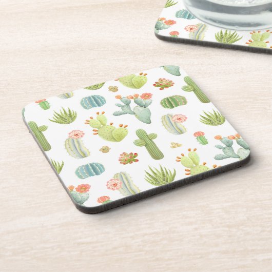 かわいいサボテンの永続的なパターン コースター (左側)