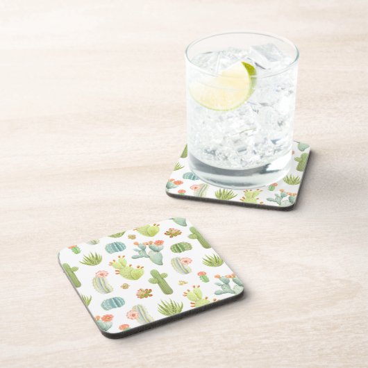 かわいいサボテンの永続的なパターン コースター (右側)