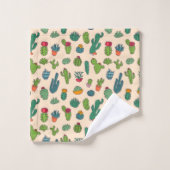 かわいいサボテンの永続的なパターン バスタオルセット (ウォッシュタオル)