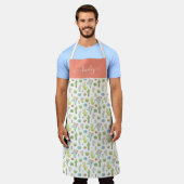 かわいいサボテンの立ち型 エプロン (着用した状態)