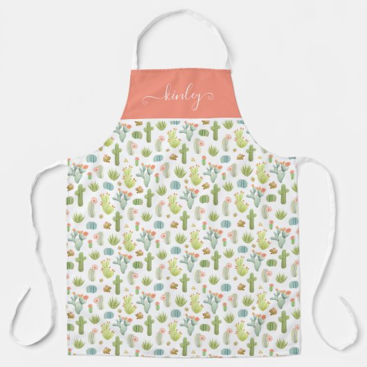 かわいいサボテンの立ち型 エプロン (正面)