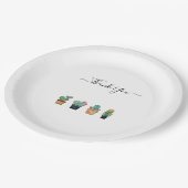 かわいいサボテンの緑の花ありがとう ペーパープレート (アングル)