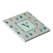 かわいいサボテンの緑の花模様 ノートパッド (アングル)