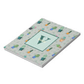 かわいいサボテンの緑の花模様 ノートパッド (回転)