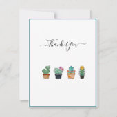 かわいいサボテンの緑の花 サンキューカード (正面)