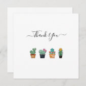 かわいいサボテンの緑の花 サンキューカード (正面/裏面)