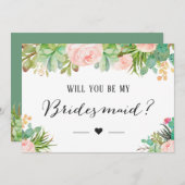 かわいいサボテンの花の仲間になってくれる？ 招待状 (正面/裏面)