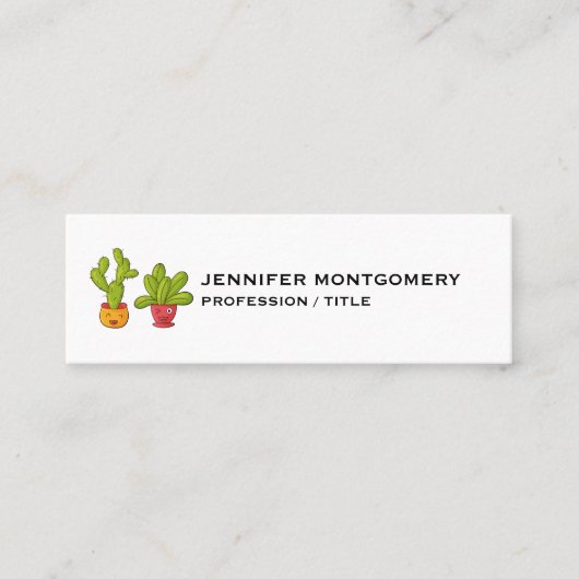 かわいいサボテンの花ポットスケッチ スキニー名刺 (正面)
