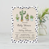 かわいいサボテンの誕生日パーティーの招待 招待状 (スタンド正面)